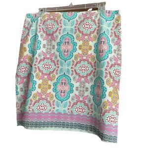 Talbots Skirt Women 12 Persian Paisley Aqua Blue A-Line Lined Side Zip Stretch